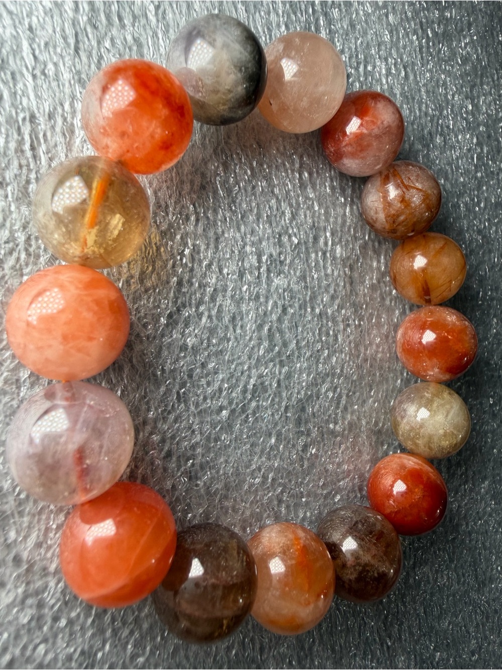 Autumn Colored 13MM Rabbit Hair Quartz Natural Crystal Bracelet